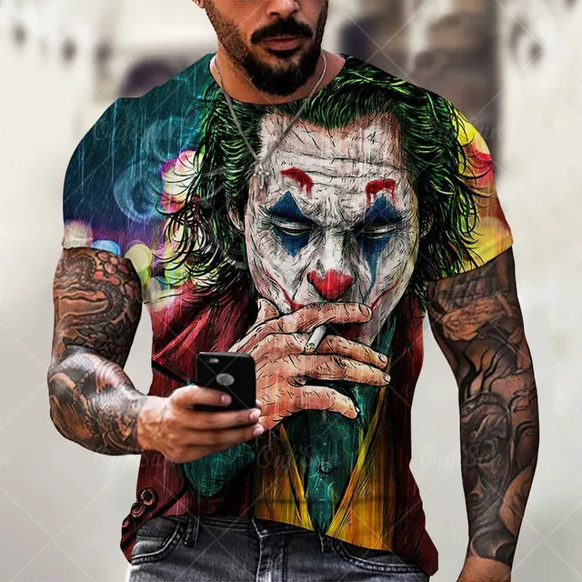 Tricou bărbătesc cu mânecă scurtă și imprimeu - Joker