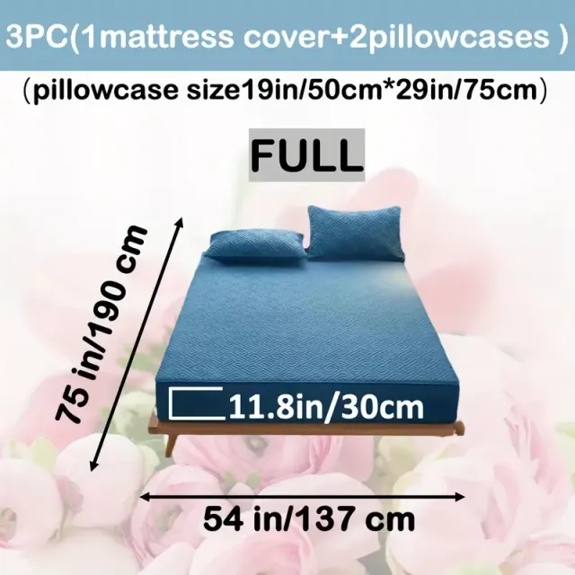 Waterproof mattress with ultrasound technology, uniform colour, washable, antibacterial, anti-spinning, soft and comfortable