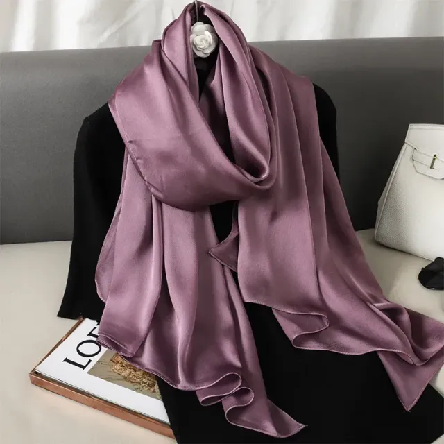 Fashionable satin scarf with a size of 90x180 cm for women