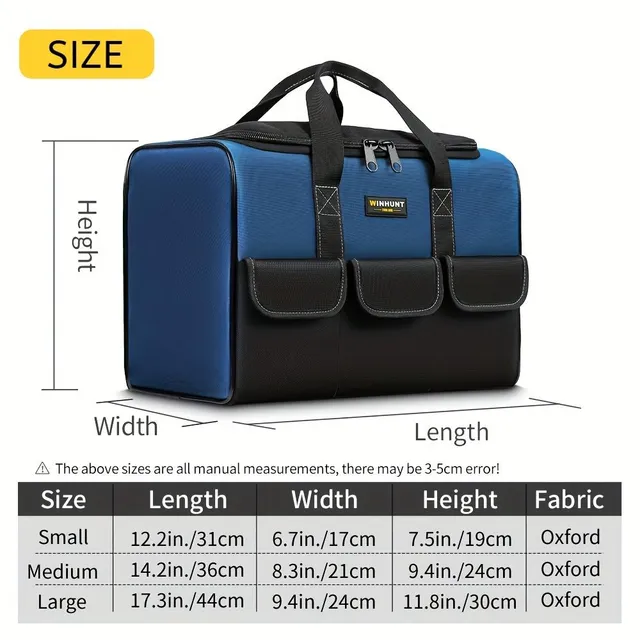 Fixed toolbag with wide hole for storing tools, transfer and organization, man's toolbag, wide hole with inside pockets