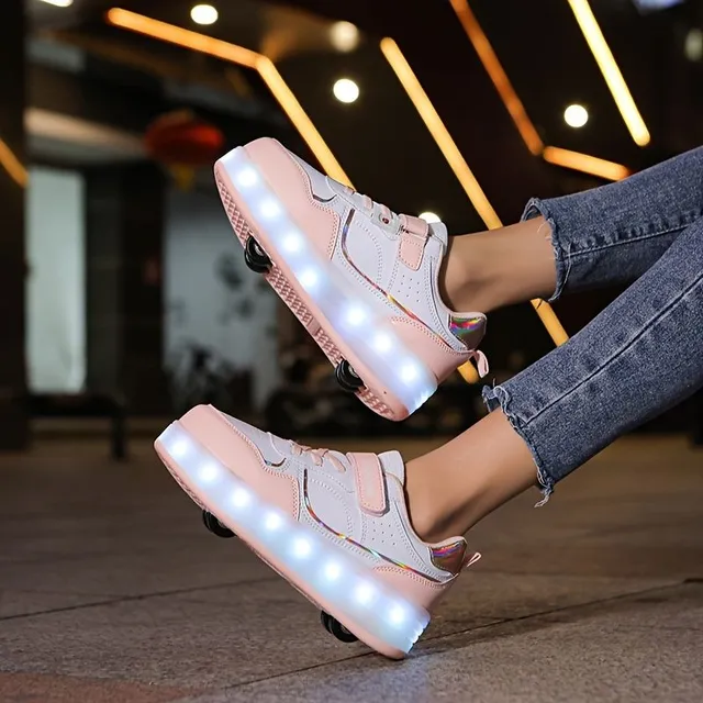 Pantofi cu role pentru copii, trendy și stilati, cu lumină LED - pantofi distractivi și confortabili pentru uz interior și exterior