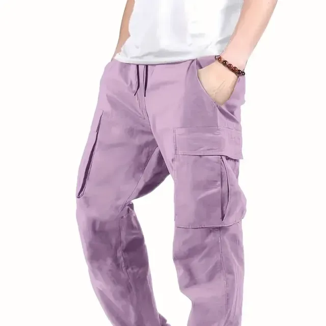 Men's cargo pants made of cotton, comfortable cut, straight pants, multifunctional pockets, ideal for outdoors and free