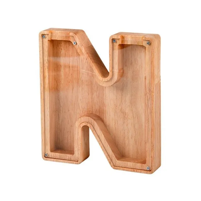 Luxury wooden letter-shaped cash box with glass front