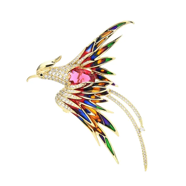 Brooch phoenix multicolored Drew broz-fenix-vicebarevna