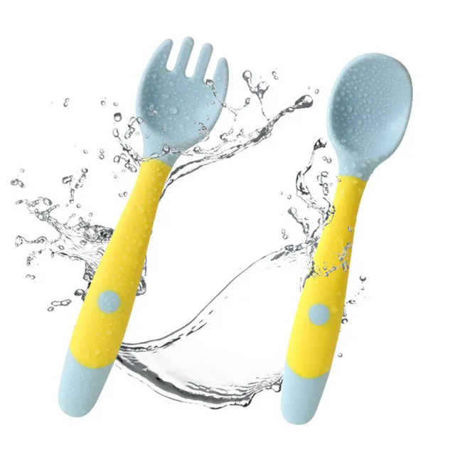 Silicone baby spoon with fork