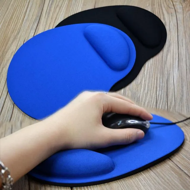 Practical mouse pad with soft cushion against carpal tunnel - several colors