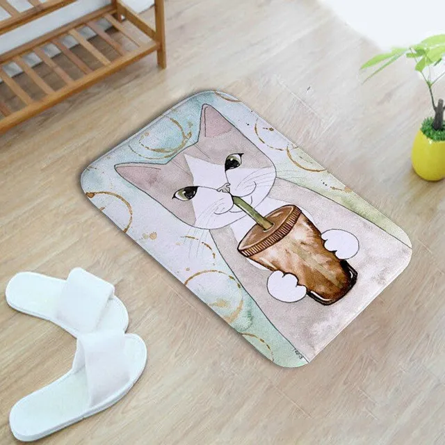 Fürdőköpenyes szőnyeg macskával