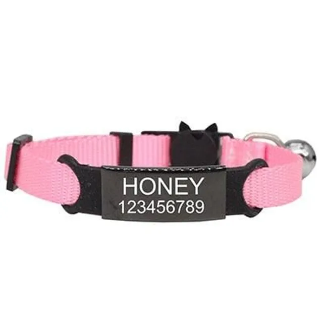 Cat collar with engraving space pink-black-2