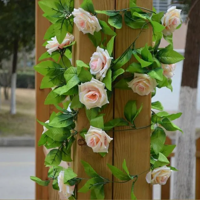 Artificial roses with leaves for home or wedding events