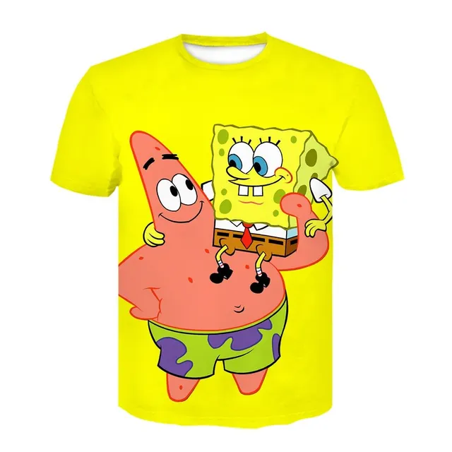 Summer unisex t-shirt with funny 3D print SpongeBob D-1394 S