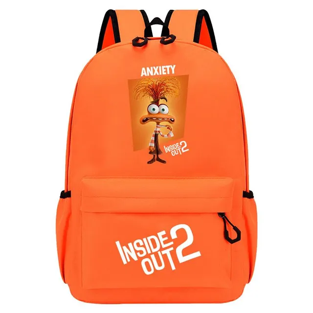 Single-colored school bag with postage pockets with prints in head 2 - Inside Out 2