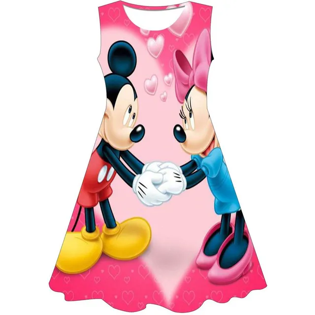 Girls sleeveless summer dress with the motif of the popular Minnie Mouse