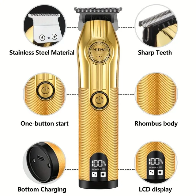 Professional men's hair trimmer with T-blade and USB charging