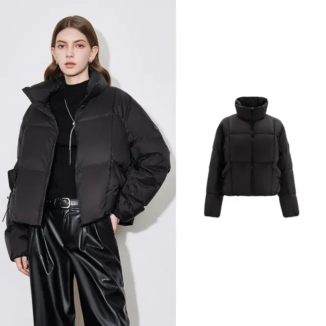 Women's autumn and winter down jacket with high collar and zipper in casual style