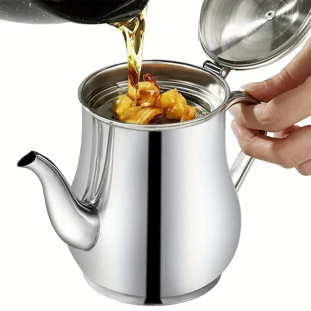 High quality stainless steel oil kettle with cedar - ideal for oil storage and induction heating