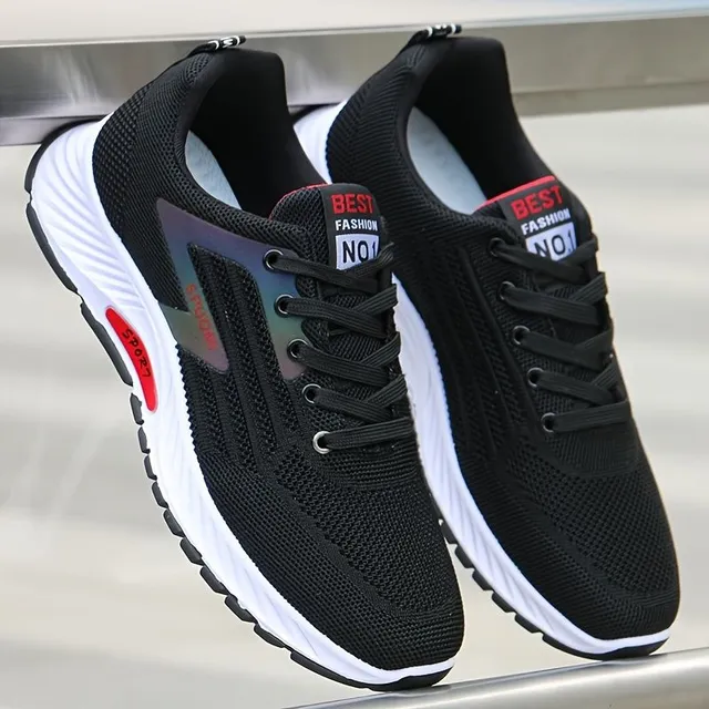 Men's running shoes - monochrome, breathable, comfortable, slippery, durable - outdoor activities