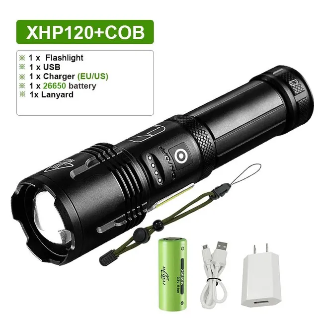 Super XHP120 Výkonná LED svítilna XHP90 Vysoce výkonné světlo Torch