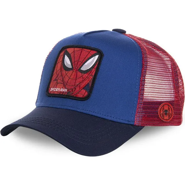 Unisex baseball cap with motifs of animated characters SPIDER BLUE RED