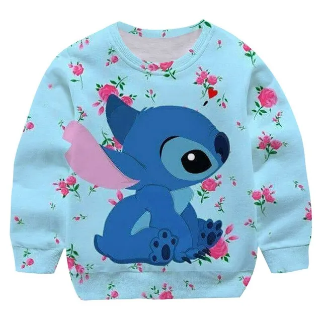 Detská módna mikina bez kapucne s motívom Stitch