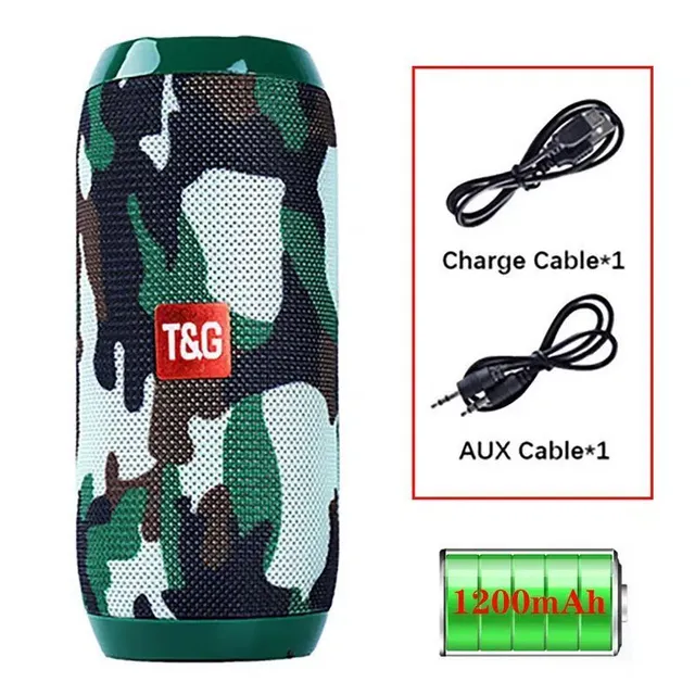 Portable wireless speaker with charging cable and AUX cable