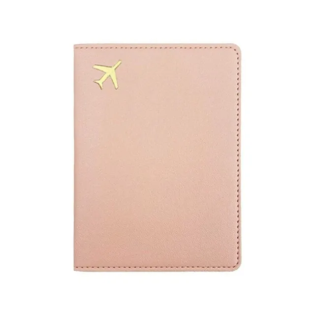 Fashion travel cover for PU leather passport with engraving of aircraft motive - passport protection and credit cards