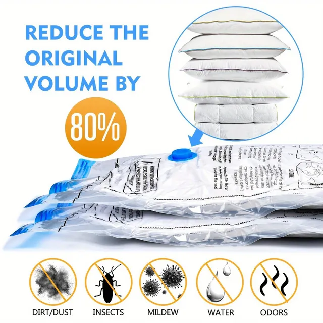 8pc Transparent Vacuum Storage Bags on Compression