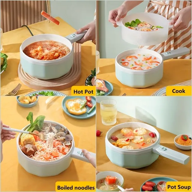 Multifunctional Electric Cooking Pot with Steam Basket, Non-sticky for Frying, Cooking in Steam, Cooking