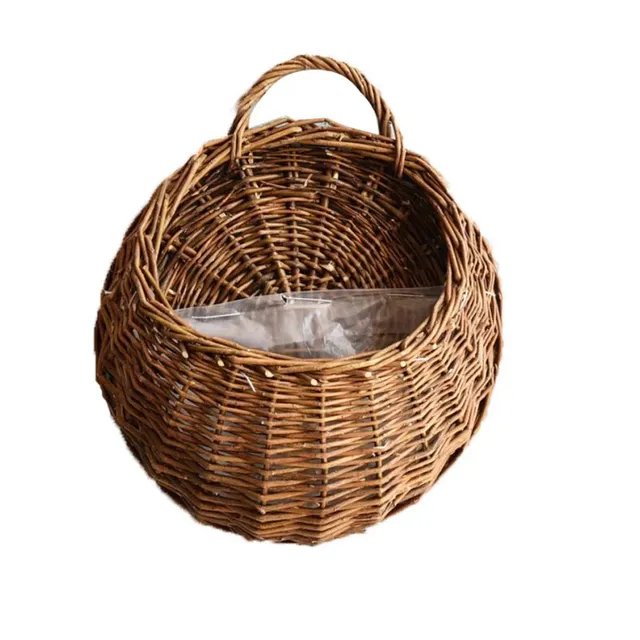 Hand-woven rattan pot for hanging on the wall - 2 colors