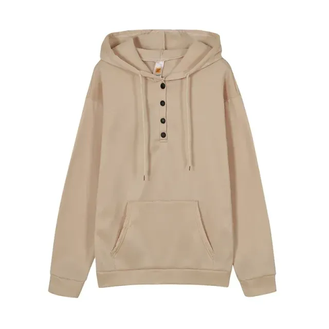 Fashion trendy sweatshirt for women with long sleeves, free, button-on and hooded