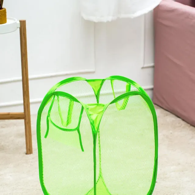 Folding netted laundry basket