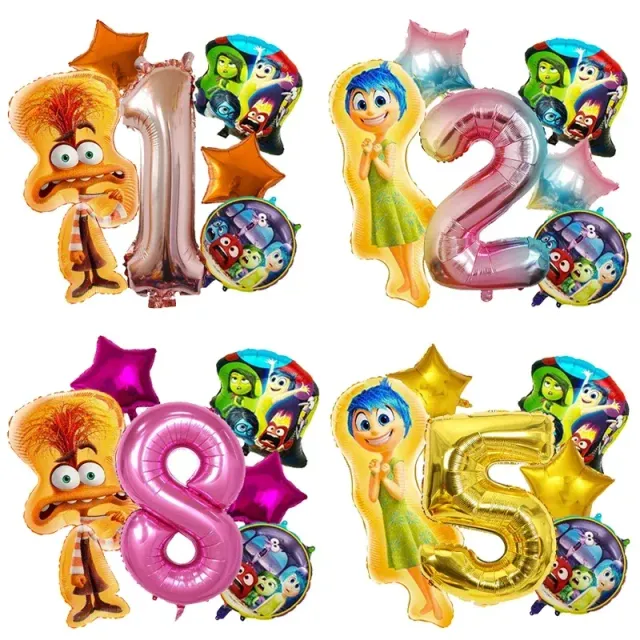 Ensemble de ballons d'anniversaire en aluminium avec numéro - personnages du film Vice-Versa 2