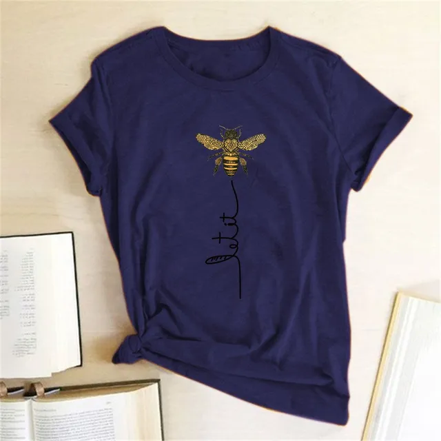 Women's stylish short sleeve T-shirt with Let It Bee print