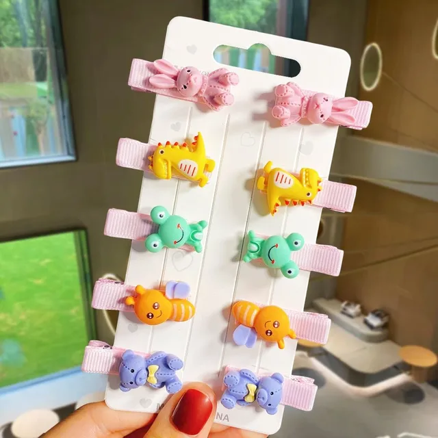 Set of girls cute hair clips - 10 pcs