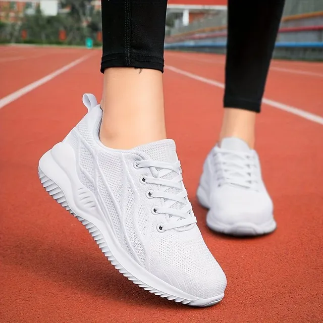 Women's sports-elegant sneakers with platform, soft sole and lace - light running shoes