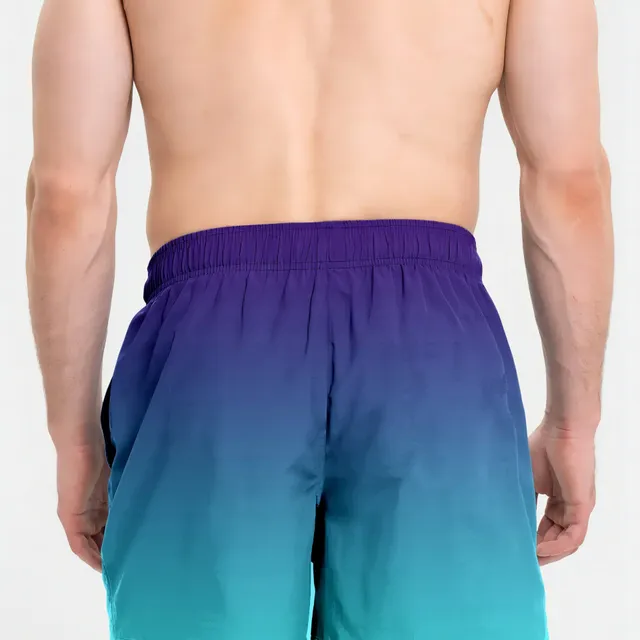 Men's loose beach shorts for active wearing, fast-drying with shoelace and ombre effect, light shorts for summer holidays on the beach and surfing