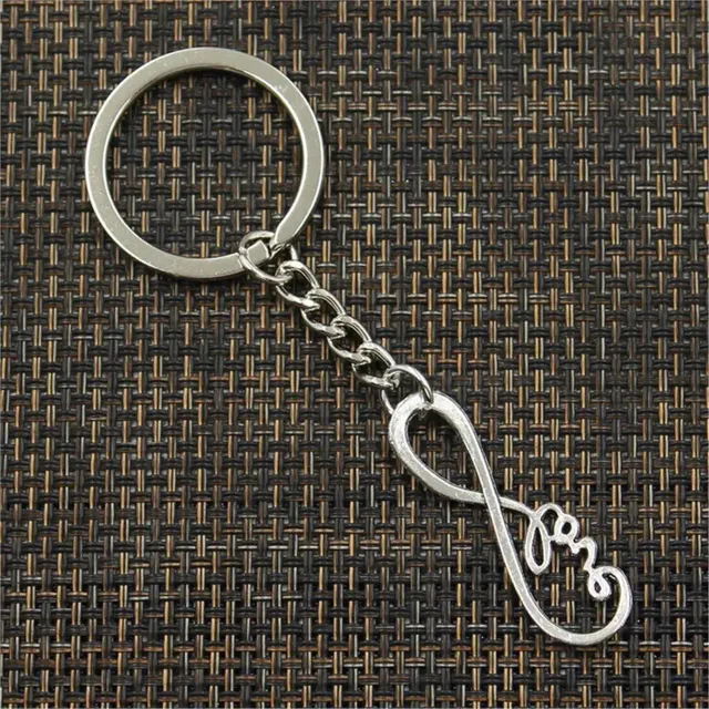 Fashion chain Infinity Love 39x15mm with keychain 30mm in antiquarian bronze and silver color for men