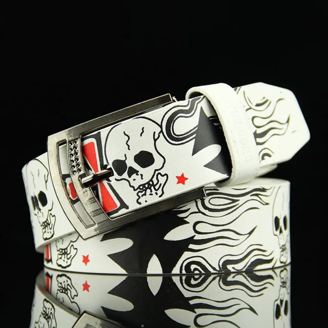 Ceinture en simili cuir pour homme Skull - Style punk