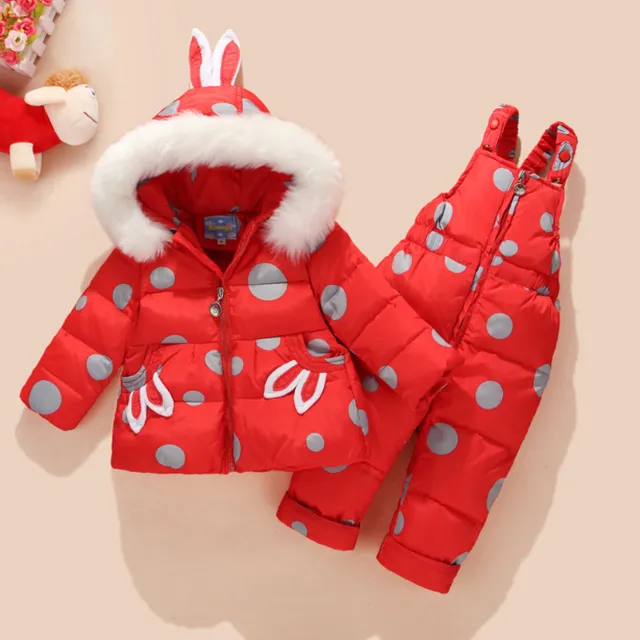 Girls winter set with polka dots - Jacket and trousers - 4 colours