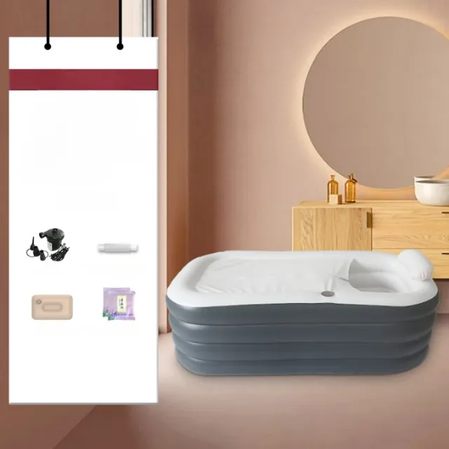 Přenosná nafukovací vana, rodinná relaxační vana s funkcí sauny, samostatně stojící nafukovací vana