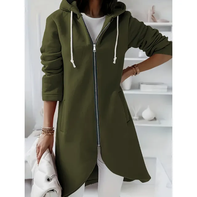 Women's long hoodie with zipper and hood