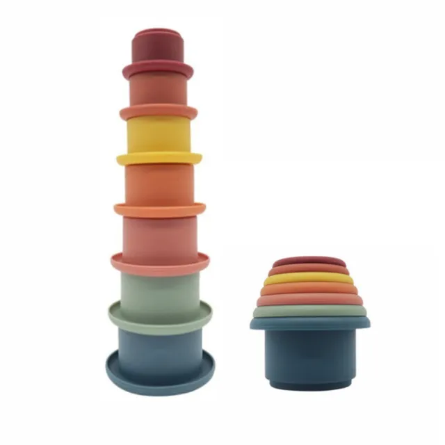 Stacking cup set, fészkelős csésze Montessori rakosgatós játék 6-12 hónapos korú kisgyermekeknek, beltéri kültéri játékhoz