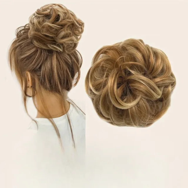 Gorgeous tousled bun - hair clip with curly extensions