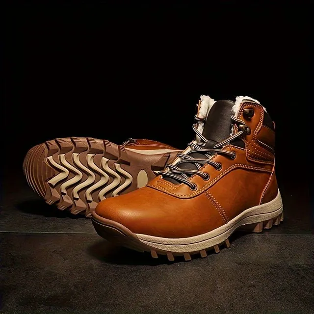 Men's waterproof and warm hiking shoes with teddy lining