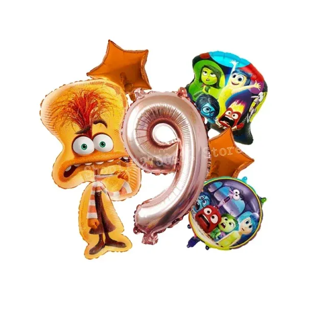 Ensemble de ballons d'anniversaire en aluminium avec numéro - personnages du film Vice-Versa 2