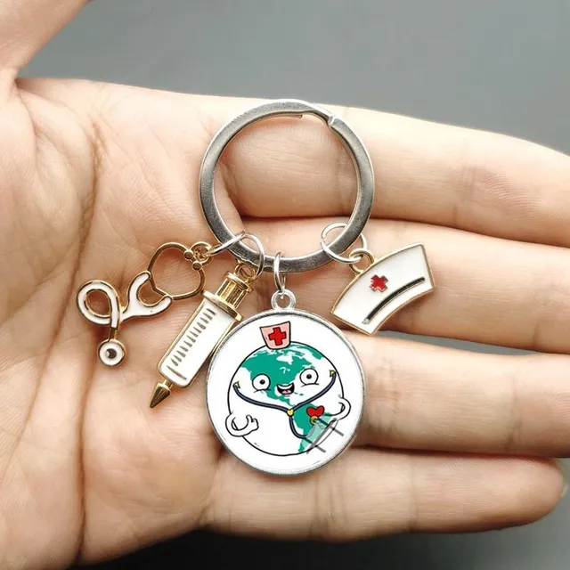 Original keychain with motif of doctors and nurses