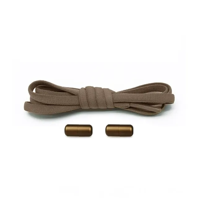 Stylish shoelaces with metal clamping all-brown