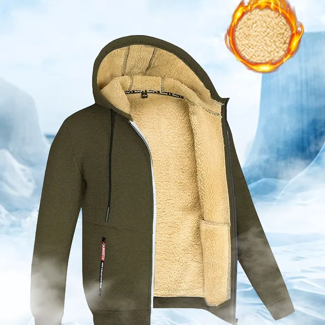 Men's winter sherpa hoodie - warm and stylish with zipper