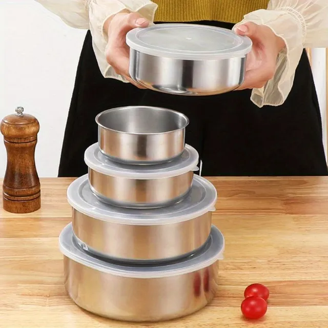 5 pieces Stainless steel Fresh-keeping Box Round Lunch Box