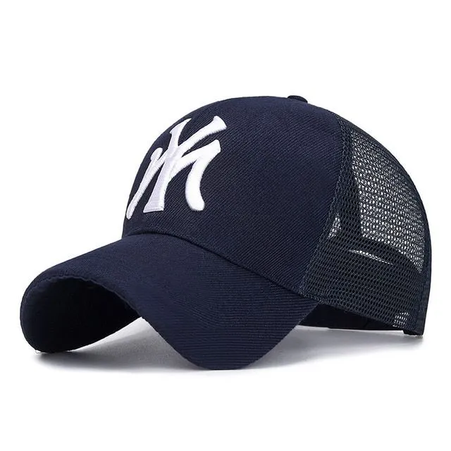 Nowoczesna czapka unisex z naszywką NY net-blue