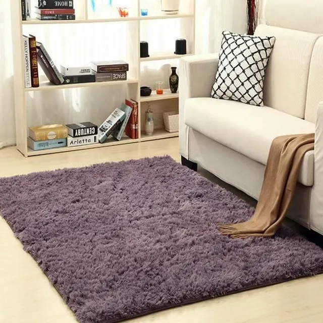 Chlpatý mäkký koberec gray-purple 40x60cm